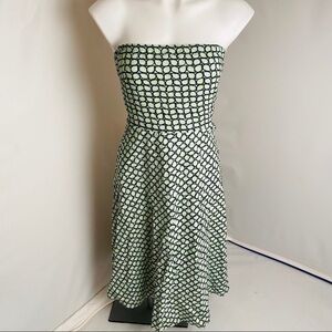 J Crew green and navy cotton strapless dress 2